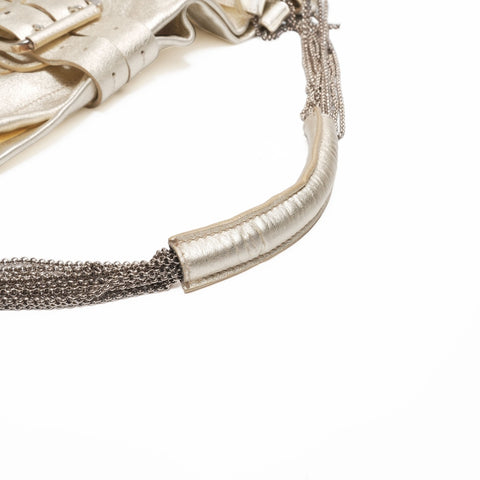 Salvatore Ferragamo Leather Chain Gancini Shoulder Bag gold WS23392