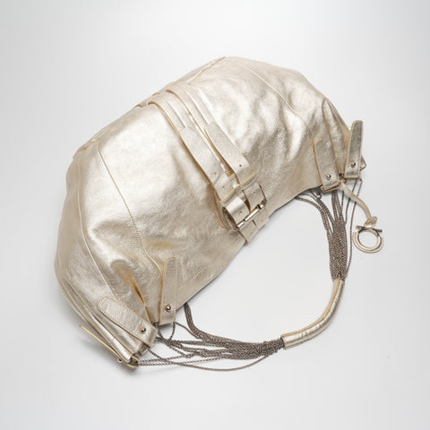 Salvatore Ferragamo Leather Chain Gancini Shoulder Bag gold WS23392