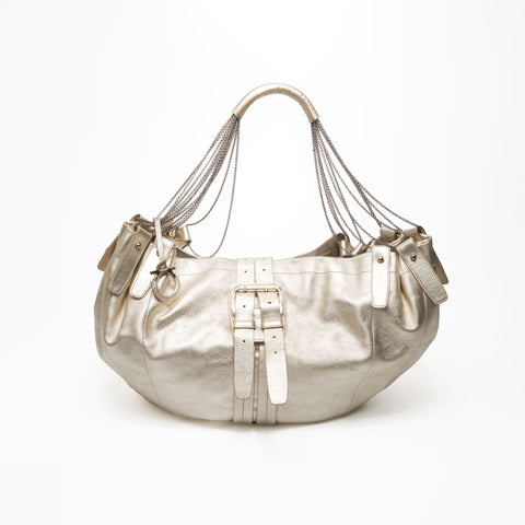 Salvatore Ferragamo Leather Chain Gancini Shoulder Bag gold WS23392