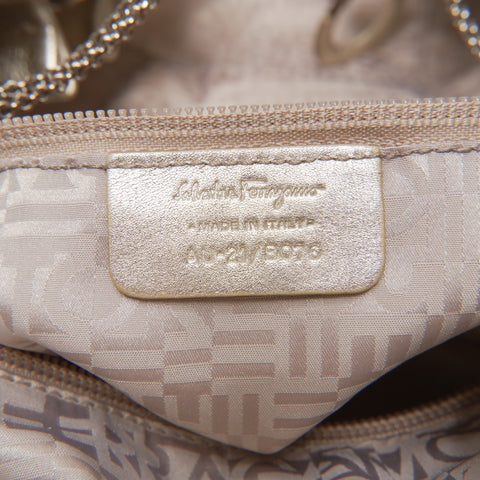 Salvatore Ferragamo Leather Chain Gancini Shoulder Bag gold WS23392