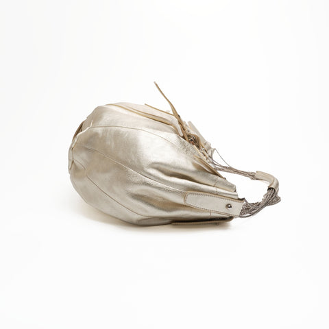 Salvatore Ferragamo Leather Chain Gancini Shoulder Bag gold WS23392