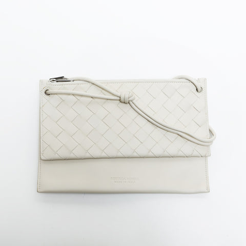 BOTTEGAVENETA Leather INTRECCIATO Shoulder Bag white WS23394