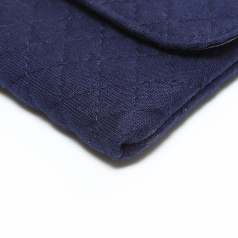 CHANEL Cotton Mini Pouch Necklace Shoulder Bag Navy WS23406
