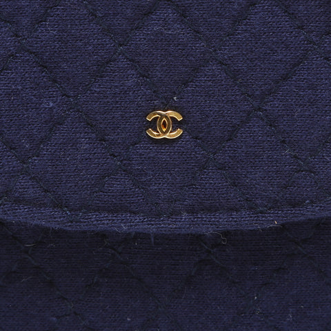 CHANEL Cotton Mini Pouch Necklace Shoulder Bag Navy WS23406