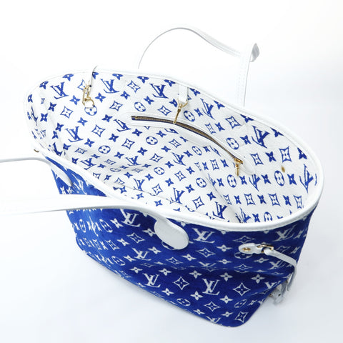 LOUIS VUITTON Monogram Jacquard Velvet Neverfull MM Tote Bag blue WS23407