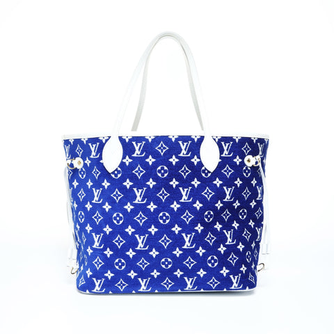 LOUIS VUITTON Monogram Jacquard Velvet Neverfull MM Tote Bag blue WS23407