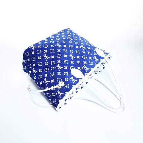 LOUIS VUITTON Monogram Jacquard Velvet Neverfull MM Tote Bag blue WS23407