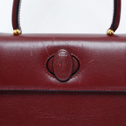 CARTIER Leather Mustodo Handbag Red WS23416