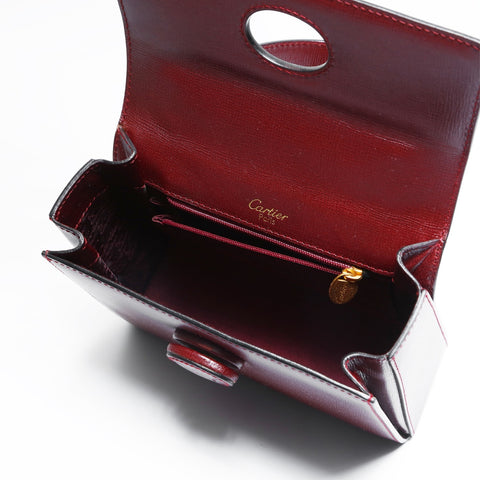 CARTIER Leather Mustodo Handbag Red WS23416