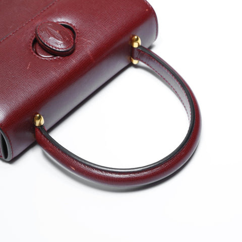 CARTIER Leather Mustodo Handbag Red WS23416