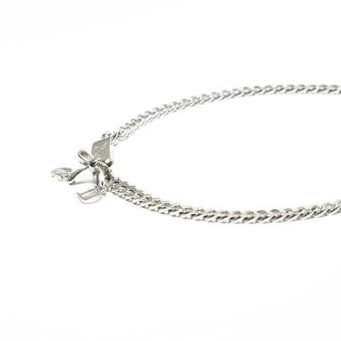 Christian Dior Logo Plate Ribbon Necklace Silver WS23427