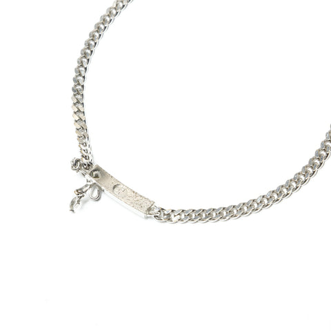 Christian Dior Logo Plate Ribbon Necklace Silver WS23427