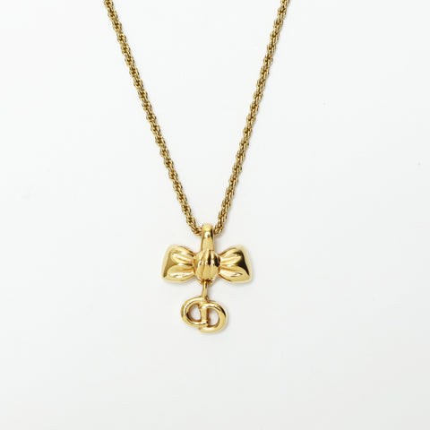 Christian Dior Logo ribbon Necklace gold WS23428