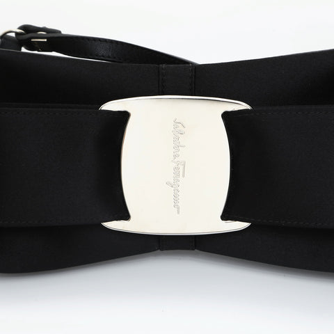 Salvatore Ferragamo Vara Satin Ribbon Shoulder Bag black WS23433