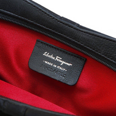 Salvatore Ferragamo Vara Satin Ribbon Shoulder Bag black WS23433