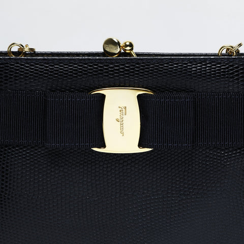 Salvatore Ferragamo Vara Mini Chain Shoulder Bag Navy WS23434