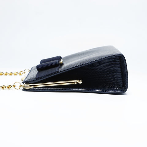 Salvatore Ferragamo Vara Mini Chain Shoulder Bag Navy WS23434