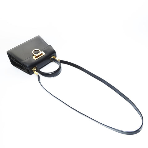 Salvatore Ferragamo Gancini Leather 2way Handbag black WS23437