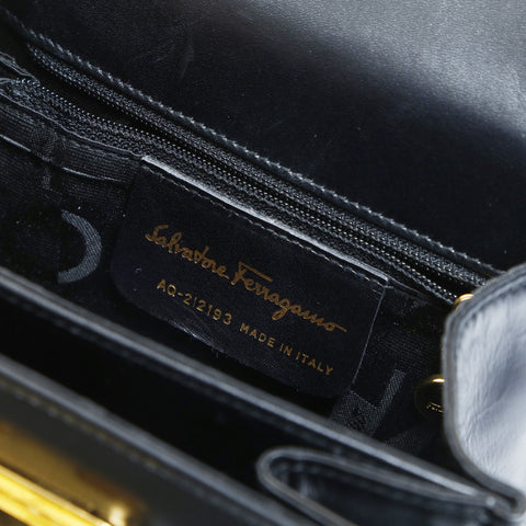 Salvatore Ferragamo Gancini Leather 2way Handbag black WS23437