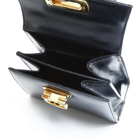 Salvatore Ferragamo Gancini Leather 2way Handbag black WS23437