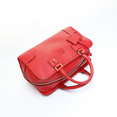 LOEWE Amazona 28 Leather Snail Charm Handbag Red WS23438