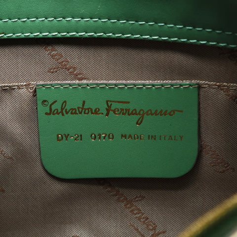 Salvatore Ferragamo Gancini cotton canvas with floral print Shoulder Bag green WS23441