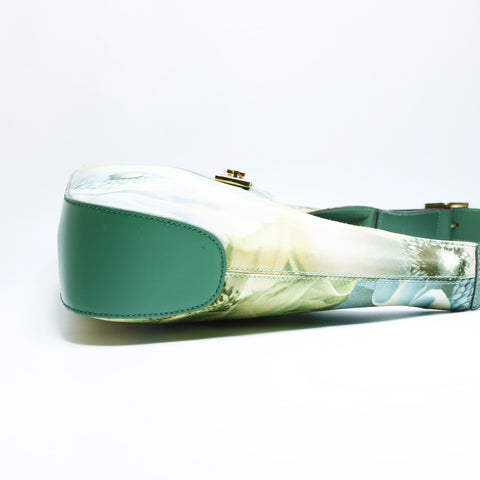 Salvatore Ferragamo Gancini cotton canvas with floral print Shoulder Bag green WS23441