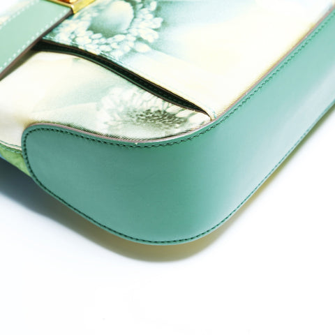 Salvatore Ferragamo Gancini cotton canvas with floral print Shoulder Bag green WS23441