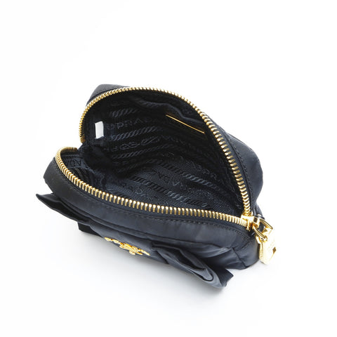 PRADA Includes nylon mini key charm Pouch black WS23443