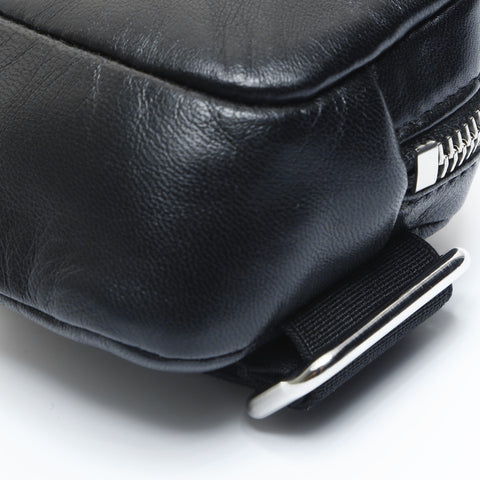 PRADA Leather Mini Triangle Logo Charm Pouch black WS23444