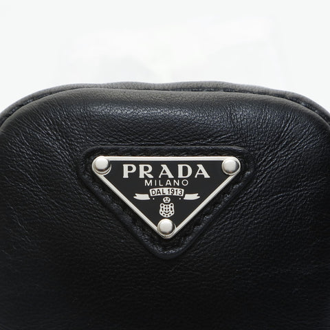 PRADA Leather Mini Triangle Logo Charm Pouch black WS23444
