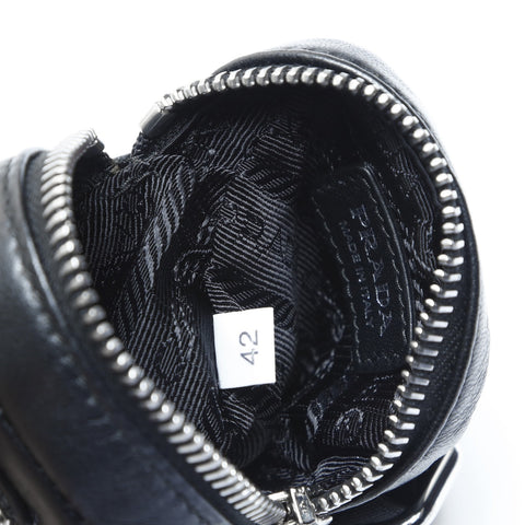 PRADA Leather Mini Triangle Logo Charm Pouch black WS23444