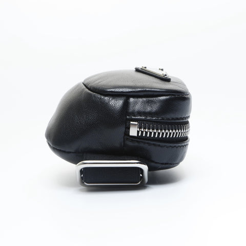 PRADA Leather Mini Triangle Logo Charm Pouch black WS23444