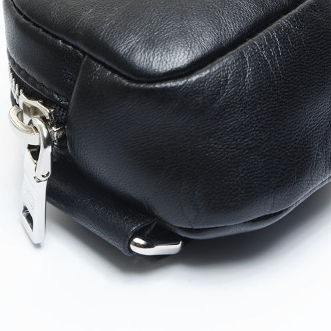 PRADA Leather Mini Triangle Logo Charm Pouch black WS23444