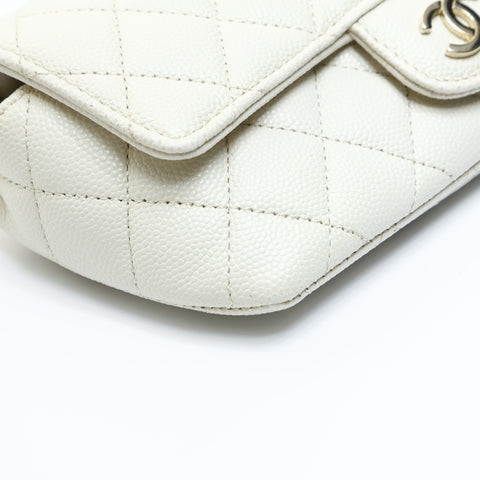 CHANEL No. 31 2021-2022 Caviar Skin Sunglasses Case Pouch Chain Shoulder Bag white WS23445