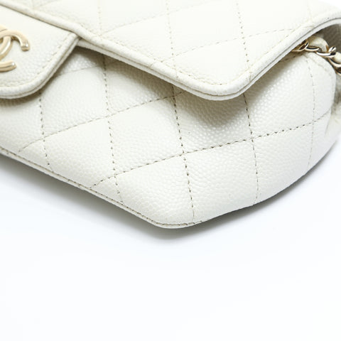 CHANEL No. 31 2021-2022 Caviar Skin Sunglasses Case Pouch Chain Shoulder Bag white WS23445