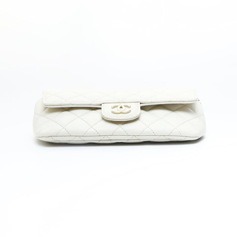 CHANEL No. 31 2021-2022 Caviar Skin Sunglasses Case Pouch Chain Shoulder Bag white WS23445