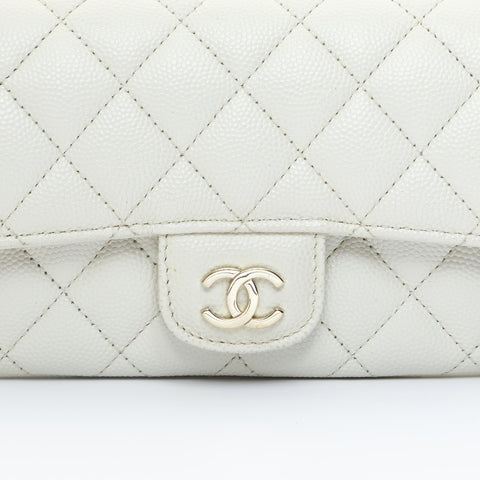 CHANEL No. 31 2021-2022 Caviar Skin Sunglasses Case Pouch Chain Shoulder Bag white WS23445