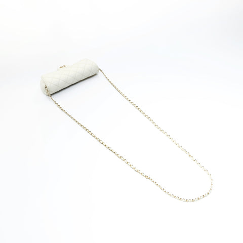 CHANEL No. 31 2021-2022 Caviar Skin Sunglasses Case Pouch Chain Shoulder Bag white WS23445