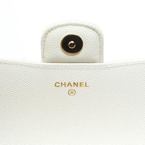 CHANEL No. 31 2021-2022 Caviar Skin Sunglasses Case Pouch Chain Shoulder Bag white WS23445