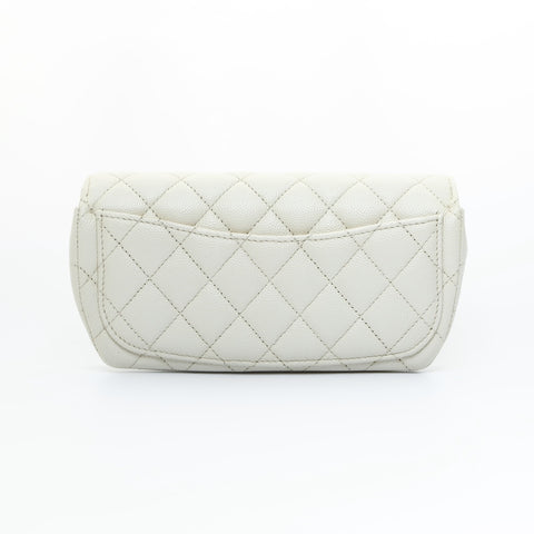 CHANEL No. 31 2021-2022 Caviar Skin Sunglasses Case Pouch Chain Shoulder Bag white WS23445