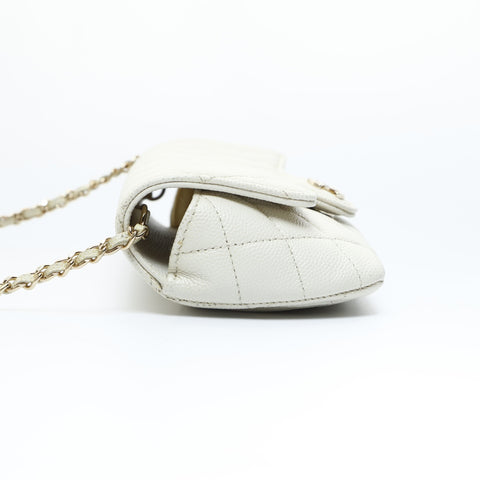 CHANEL No. 31 2021-2022 Caviar Skin Sunglasses Case Pouch Chain Shoulder Bag white WS23445