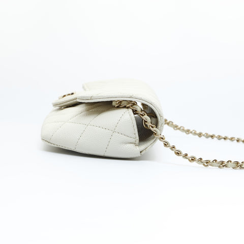 CHANEL No. 31 2021-2022 Caviar Skin Sunglasses Case Pouch Chain Shoulder Bag white WS23445