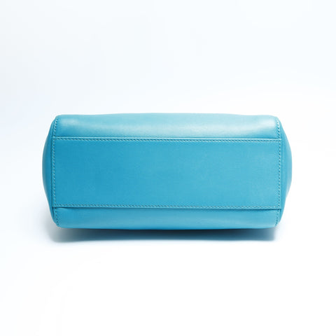 FENDI Mini Small Peekaboo Blue-Green Leather 2-Way Handbag green WS23448