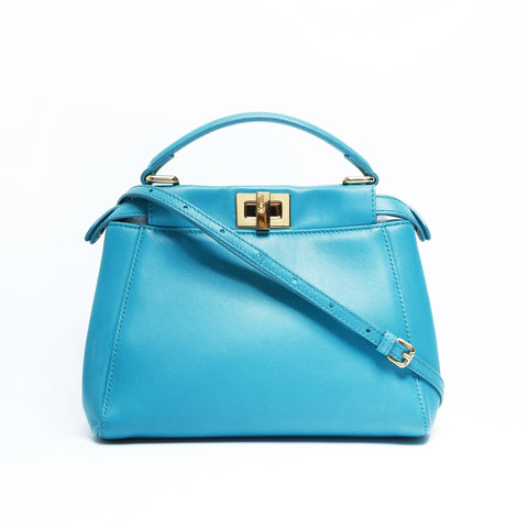 FENDI Mini Small Peekaboo Leather 2-way Handbag green WS23448