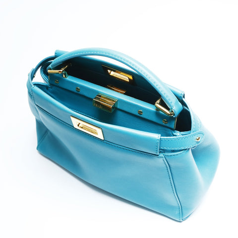 FENDI Mini Small Peekaboo Leather 2-way Handbag green WS23448