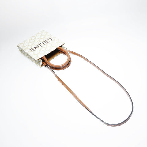CELINE Mini Vertical Tote 2way Triomphe Handbag beige WS23449