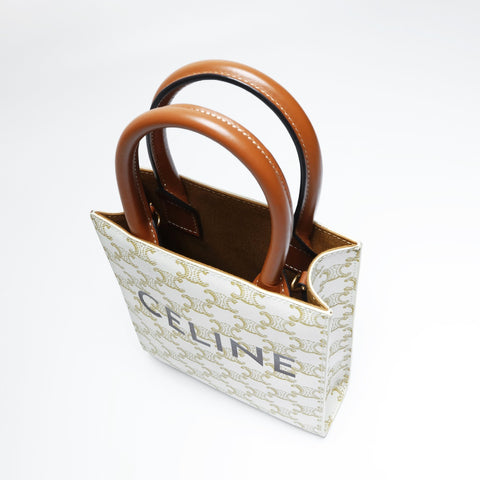CELINE Mini Vertical Tote 2way Triomphe Handbag beige WS23449