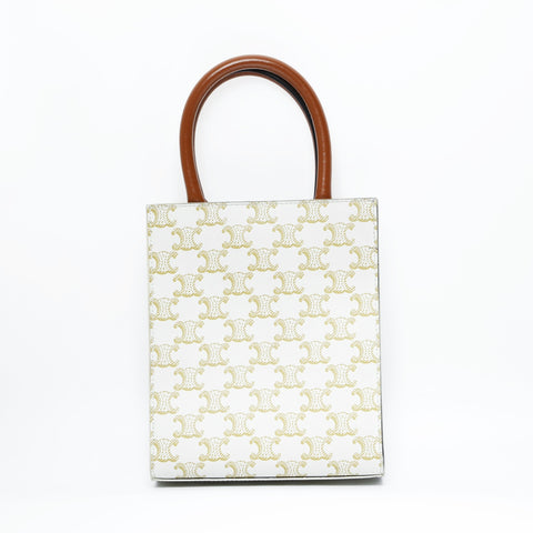 CELINE Mini Vertical Tote 2way Triomphe Handbag beige WS23449