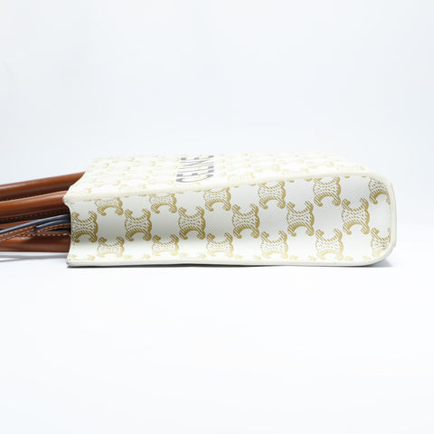 CELINE Mini Vertical Tote 2way Triomphe Handbag beige WS23449